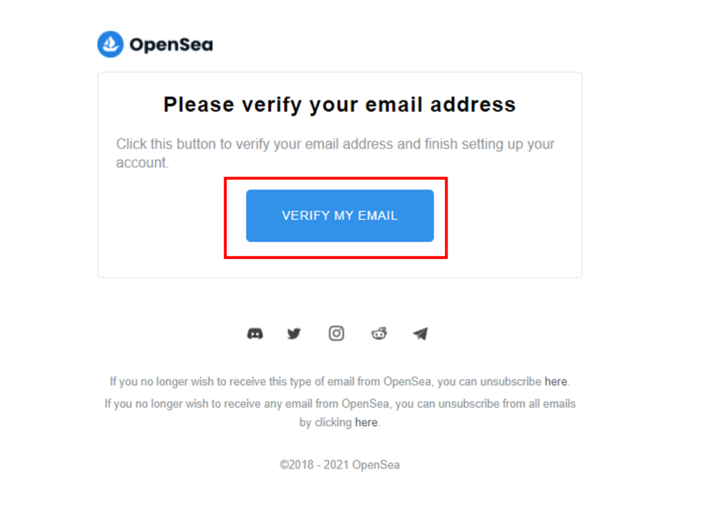 OpenSea メールアドレス認証